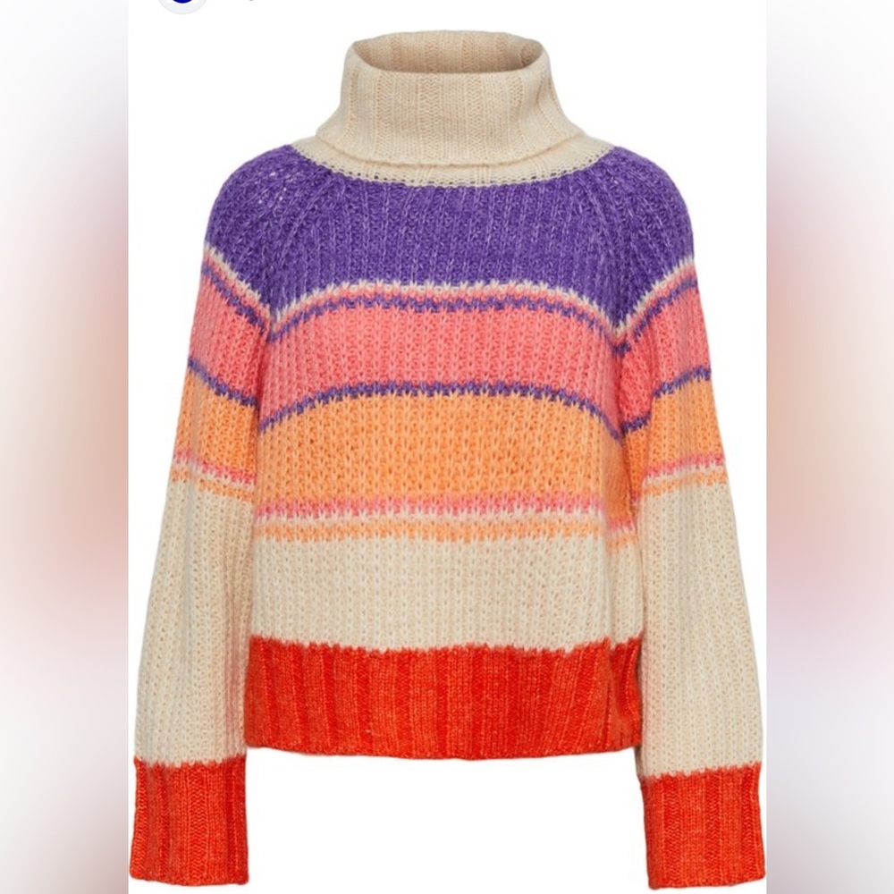 Pieces Colorful Striped Turtleneck Sweater
